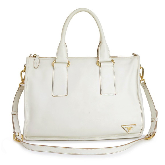 Prada White Triangle TALCO Leather CALF CITY White Bag Ivory Shoulder - Picture 1 of 9